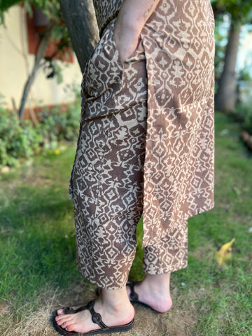 Brown abstract printed palazzo