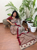 Maroon Lines Big border saree - MYSANSKRITAM