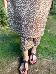 Brown abstract printed coord set - MYSANSKRITAM