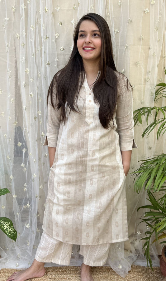 Beige Officewear Kurta - MYSANSKRITAM