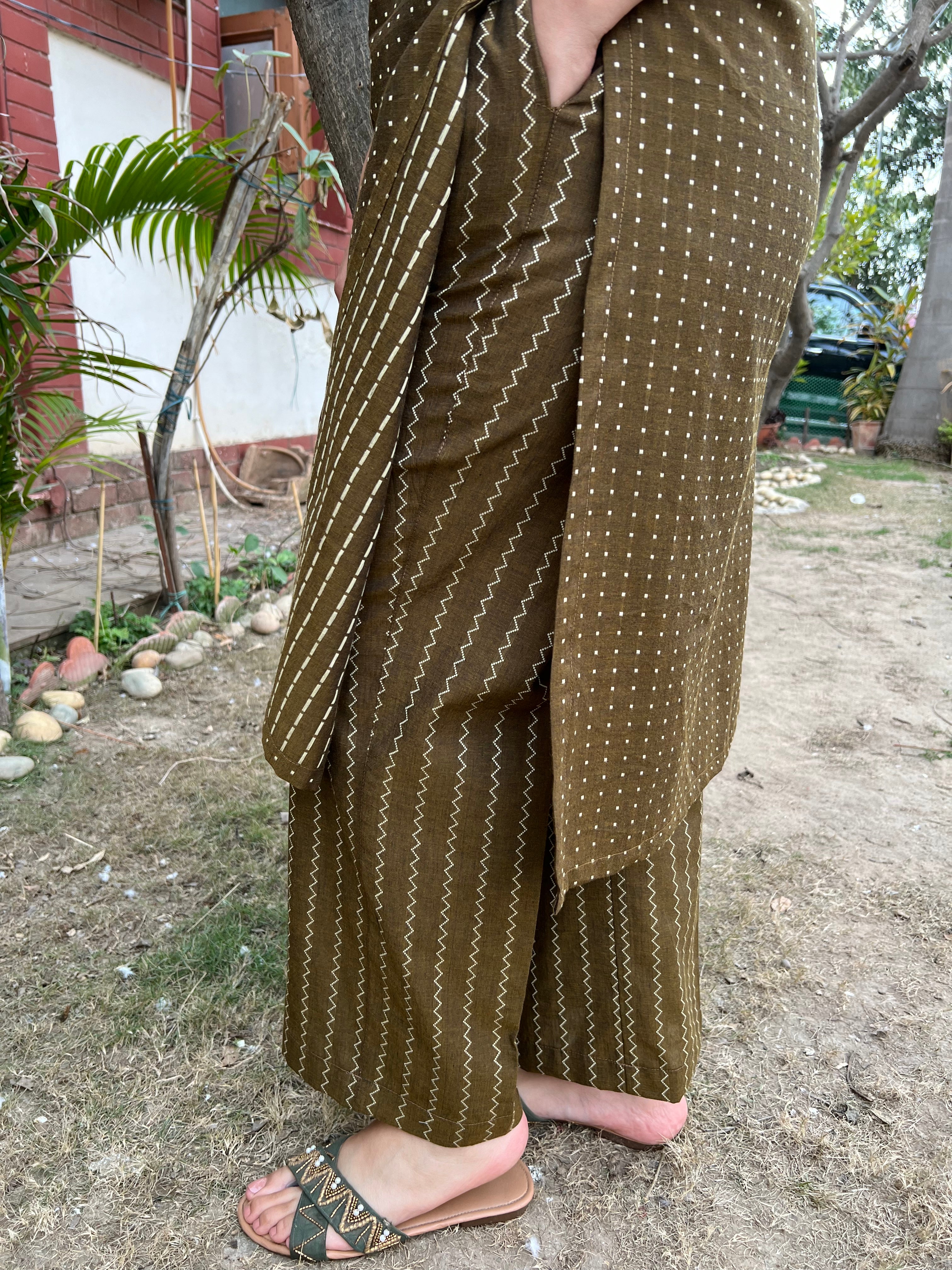 Mehendi Green Buti Pant - MYSANSKRITAM