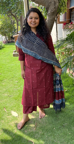 Maroon buti south cotton full suit set