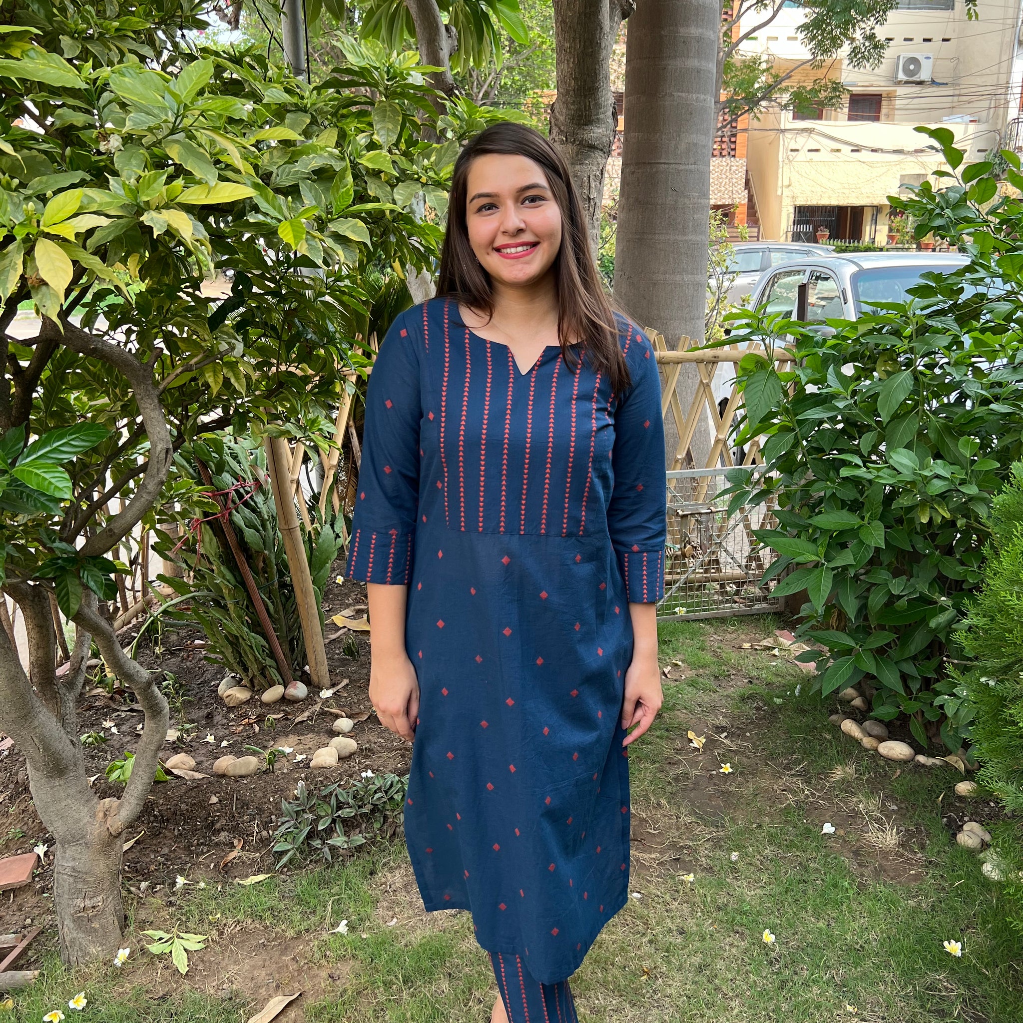 Dark Blue South Cotton Yoke kurta