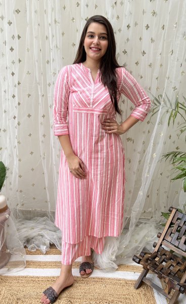 Pink lines coord set - MYSANSKRITAM