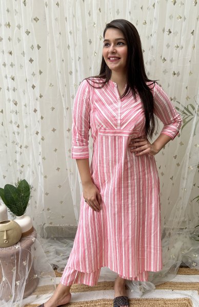 Pink lines coord set - MYSANSKRITAM