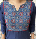 Dark Blue Yoke basic kurta - MYSANSKRITAM