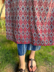 Maroon double patti coord set with indigo palazzzo - MYSANSKRITAM