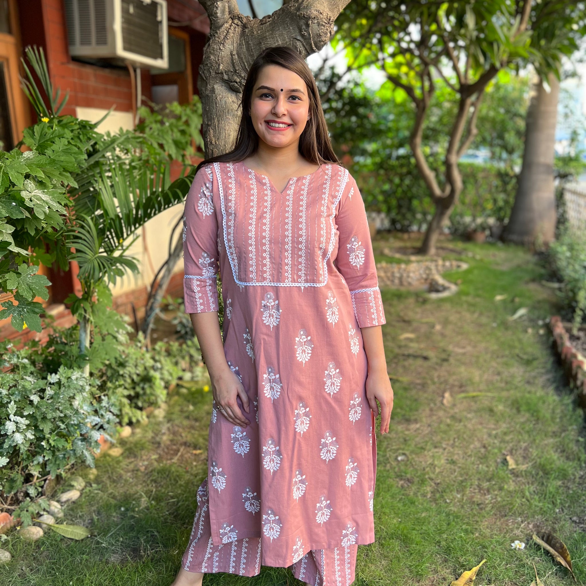 Pastel pink yoke kurta