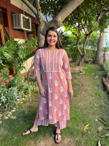 Pastel pink yoke kurta