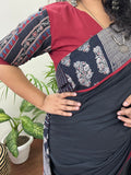 Maroon Stitched blouse with Contrast sleeve - MYSANSKRITAM