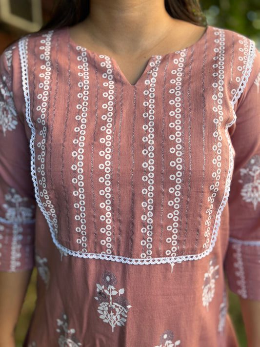 Pastel pink yoke kurta