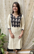 Cream Yoke Lines Kurta - MYSANSKRITAM