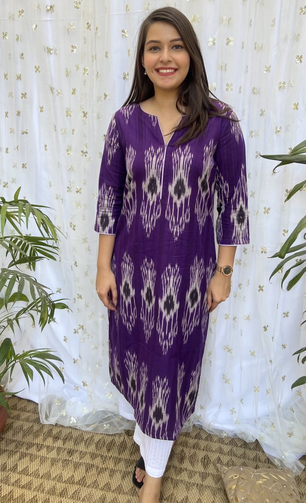 Purple Ikkat Kurta - MYSANSKRITAM