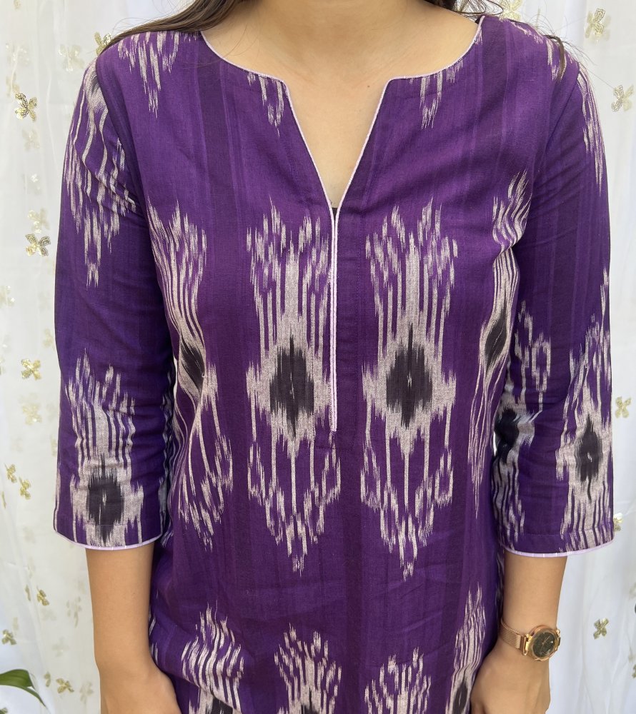 Purple Ikkat Kurta - MYSANSKRITAM