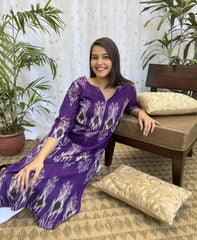 Purple Ikkat Kurta - MYSANSKRITAM