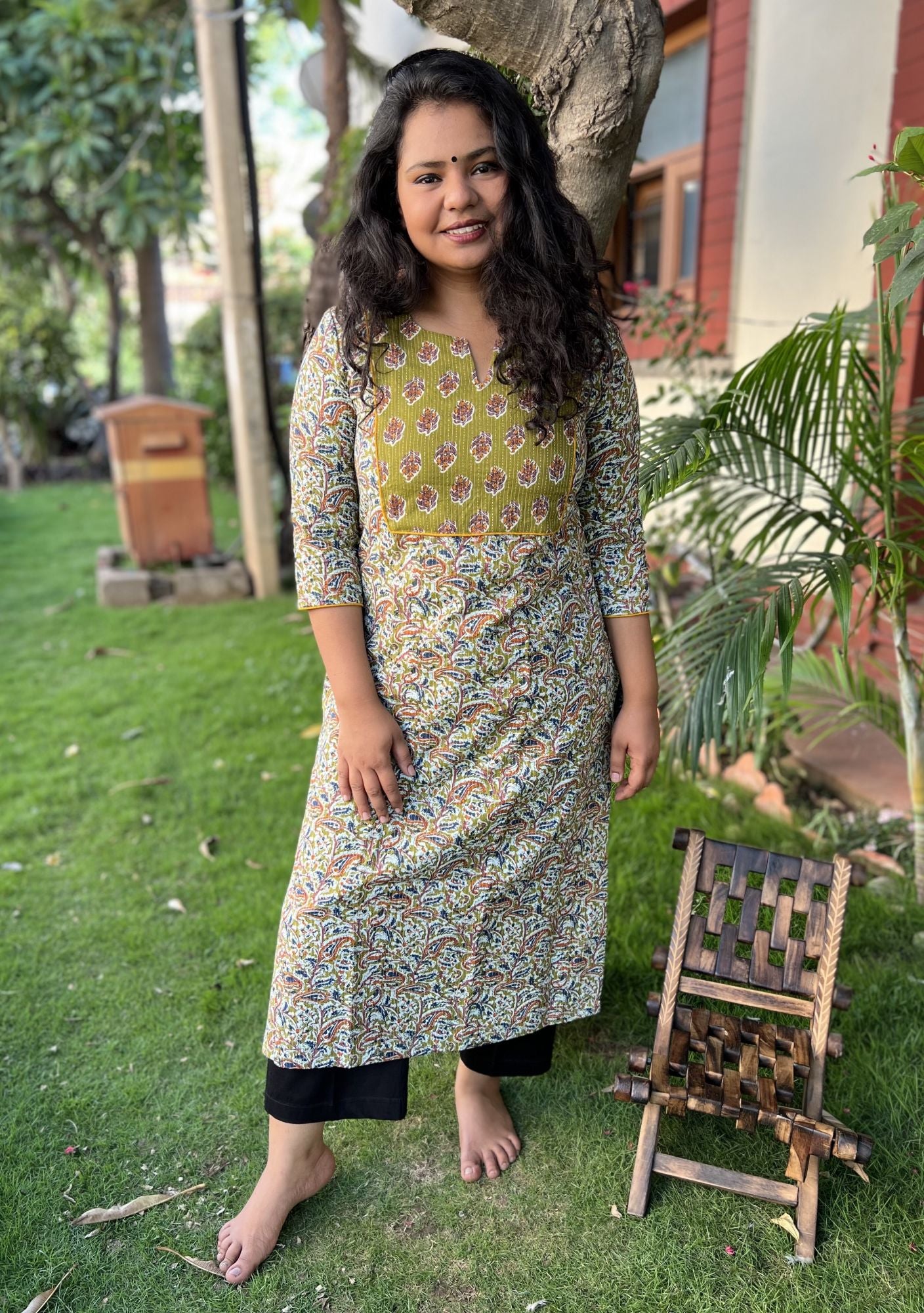 Mehendi green Yoke kurta - MYSANSKRITAM