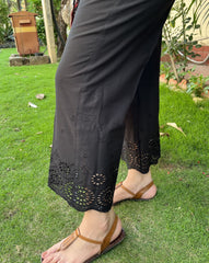 Black Chikan Palazzo (Length 39 inches) - MYSANSKRITAM