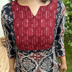 Ajrakh Yoke Kurti - MYSANSKRITAM